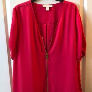 Dark pink zipper front top